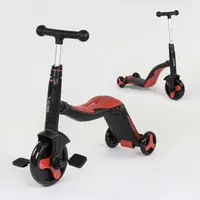 Самокат детский Best Scooter 3 в 1, с PU колёсами (свет+музыка). Red (80454)