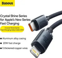 Кабель Baseus Crystal Shine USB-C to Lightning 2m 20W, Black (CAJY000301)