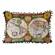 Подушка из мешковины с помпонами Старая карта 45x32 см (43PHBP_ERA003)