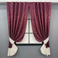 Комплект (2шт. 1,3х1,7м.) коротких штор з жакарду. Колір марсала з кремовим. Код 033дк 12-0116