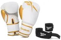 Набор боксерских перчаток и бинтов Reebok Boxing Gloves & Wraps Set черный золото Муж 12 унций