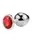 Металлическая анальная пробка Silver, red crystal, размер М