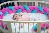 Бортик в ліжечко Хатка Косочка Рожево-м'ятний 120 см (одна сторона ліжечка)