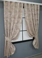 Комплект (2шт. 1,3х1,7м.) коротких штор із жакарда колекція "Sultan YL", Туреччина. Колір бежево-пудровий. Код 1290ш 35-0085