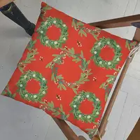 Подушка на стул с завязками, садовый текстиль Рождественские венки 40x40x4 см