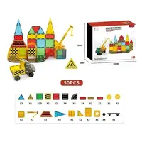 Конструктор магнітний Будівельний майданчик, 50 деталей, машинка. Multicolor (163314)