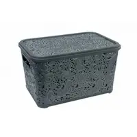 Корзина с крышкой для хранения Ажур 7,5 л Металлик
