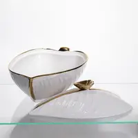 Супница 800 (мл) фарфоровая 32×21×16 (см) с крышкой Белый с золотом XL-4054AG