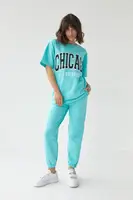 Спортивный костюм с футболкой и джоггерами Chicago - бирюзовый цвет, L