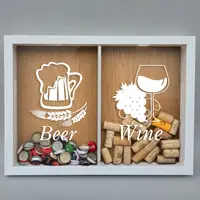 Подвійна рамка копілка "Beer, Wine" для корків, Білий-коричневий, англійська