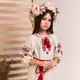 Вышитое платье Moderika Традиция на бежевом льне 128