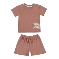 Дитячий костюм для дівчинки (футболка + шорти) GABBI KS-25-11 Коричневий на зріст 68 (14504)