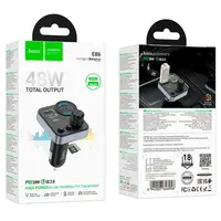 Адаптер автомобільний HOCO Alegria dual port car BT FM transmitter E86 |2USB/Type-C, 48W/3A, PD/QC|