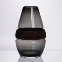 Стеклянная ваза с деревом круглая прозрачная HP-32-6