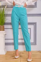 Классические женские брюки мятного цвета с принтом 182R306