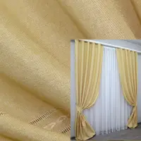 Комплект (2шт. 1,5х2,8м.) готових штор льон, мережка. Колір гірчичний. Код 924ш 30-717