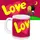 Кружка с принтом Love is... красная 330 мл (KR_L129)