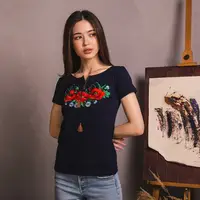 Футболка-вишиванка жіноча Moderika Макове Поле синя M