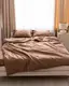 Постельное белье семейное Dushka Home Страйп сатин 20571 160х215х2 см коричневое