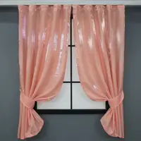 Комплект (2шт. 1,3х1,7м.) коротких штор из атласа Монорей. Цвет персиковый. Код 822ш 35-0030