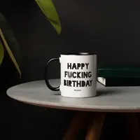 Чашка "Happy fucking birthday", Чорний, англійська, Крафтова коробка, 330 мл