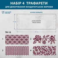 Набор трафаретов для торта 4 шт, боковые 100 мм 0,5 мм (440х280)