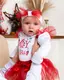 Праздничный комплект для девочки 3 в 1 боди с юбкой и повязкой Joy to the world