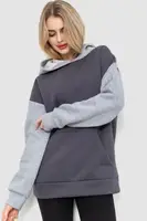 Худи женский на флисе, цвет серый, 102R312