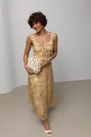 Шифоновый цветочный сарафан – горчичный цвет, ONE SIZE (есть размеры)