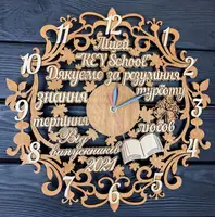 Іменний настінний годинник з дерева в подарунок учитею