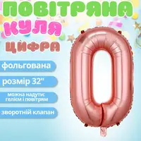 Воздушный шар в виде цифры 0 розовое золото,32 дюйма, фольгированый, для праздника дня рождения,годовщин