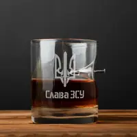 Стакан с гвоздем "Слава ЗСУ" для виски в деревянной подарочной коробке с гравировкой