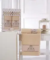 Набор Турецких Махровых Полотенец Gulcan Delikli Damask Бежевый
