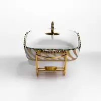 Мармітниця порцелянова Tiffany 1 л на металевій підставці з підігрівом 28х23х7 см SG-428-11