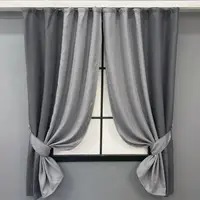 Комплект (2шт. 1,3х1,6м.) коротких штор, лен-блэкаут. Цвет темно-серый с светло-серым. Код 032дк 12-0109