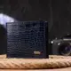 Стильный кошелек для мужчин в два сложения из натуральной фактурной кожи с тиснением под крокодила CANPELLINI 21580 Синий
