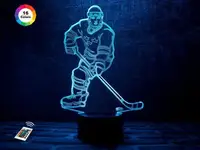 3D нічник "Хоккеїст" (ВОЛІЧНЕ ЗОБРАЖЕННЯ) + пульт ДК + мережевий адаптер +батарейки (3ААА)  3DTOYSLAMP