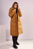 Куртка пальто женская горчичная еврозима код П622