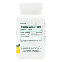 Витамины и минералы Natures Plus Vitamin D3 2500 IU, 90 капсул