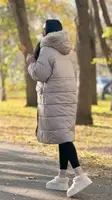 Куртка жіноча подовжена бежева єврозима П993