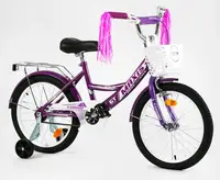 Велосипед 2-х колісний 18" CORSO "MAXIS", кошик, ручне гальмо, додаткові колеса. Violet (143356)