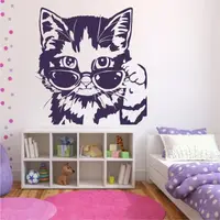 Трафарет для покраски Кот в очках, одноразовый из самоклеящейся пленки 120 х 115 см