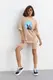 Костюм з футболкою oversize та велосипедками - кавовий цвет, S