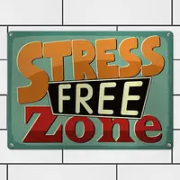 Табличка металлическая Stress free zone 26х18,5 см (MET_20J063_SER)