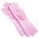Силиконовые перчатки Magic Silicone Gloves Pink для уборки чистки мытья посуды для дома. Цвет розовый