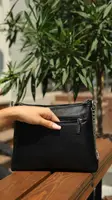 Сумка клатч женская черная с бордовым код 7-92816