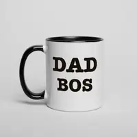 Кружка "Dad Bos", Черный, английский, Деревянная подарочная коробка, 330 мл