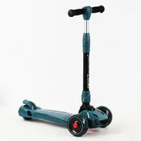 Самокат трехколесный Best Scooter MAXI складной алюминиевый руль, колеса PU со светом. Turquoise (102962)