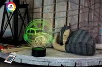 3D ночник "Автомобиль 27" (УВЕЛИЧЕННОЕ ИЗОБРАЖЕНИЕ) + пульт ДУ + сетевой адаптер +батарейки (3ААА)  3DTOYSLAMP
