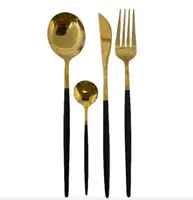 Набір столових приладів Stainless Stell 4-Gold-BlaСk 4 золотистий предмет з чорним